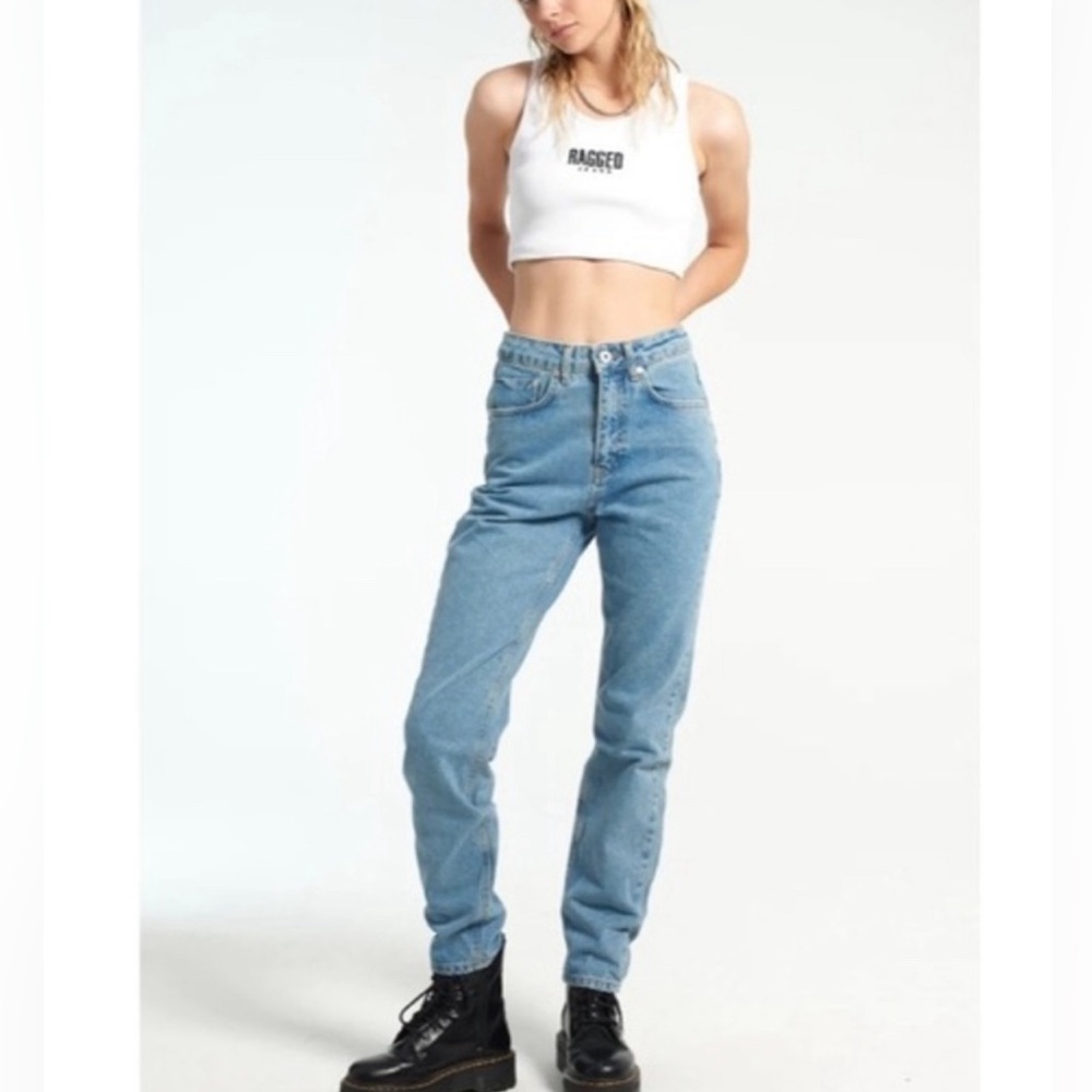 RAGGED Priest Mom Jeans Medium Wash High Rise‎ Tapered 100% Cotton Size 30 - Picture 4 of 16
